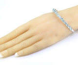 Pretty Baby Blue Glass & Sterling Silver Petite Hinged Bangle 11.4g