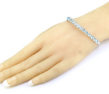 Pretty Baby Blue Glass & Sterling Silver Petite Hinged Bangle 11.4g