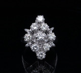 Vintage ladies 14k gold 1.17ct VS diamond cluster dress ring, Val $5190