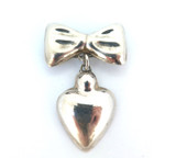 Versatile Vintage Sterling Silver Bow & Heart Pendant Brooch Combo 15.3g