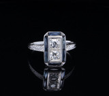Vintage Old Cut Diamond & Sapphire Set 14ct White Gold Ring Size N Val $4795