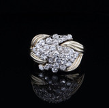 Vintage 1.53ct Diamond Set 14ct Yellow Gold Cluster Ring Size Q1/2 Val $5995