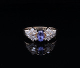 Vintage Tanzanite & 0.45ct Diamond Set 14ct Gold Ring Size N Val $3950