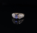 Vintage Tanzanite & 0.45ct Diamond Set 14ct Gold Ring Size N Val $3950