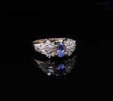 Vintage Tanzanite & 0.45ct Diamond Set 14ct Gold Ring Size N Val $3950