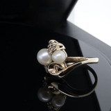 Vintage 14ct Yellow Gold Cultured Pearl Diamond Set Ladies Size K1/2 Val $2410