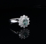 Vintage Alexandrite & 1.00ct Diamond Halo 14ct White Gold Ring sz Q1/2 Val $8660