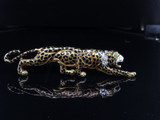 A Superb Vintage 18ct Yellow Gold Emerald & Diamond Set Leopard Brooch Val $4925