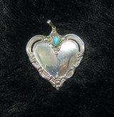 Vintage Towle Sterling Silver & Turquoise Heart Shaped Pendant 1976 25.2g