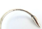 Vintage Mexico 925 Sterling Silver Bullet End Hinged Bangle Bracelet 17.6g