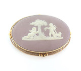 Vintage 14ct Yellow Gold & Dusky Pink Wedgwood Cherub Cameo Brooch 14.6g