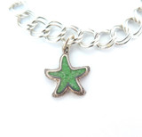 Cute Sterling Silver Double Curb Bracelet with Starfish & Seahorse Charms 12.8g