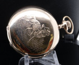 C.1907 Elgin Grade 312 Model 6 15J Gold Filled 16s Hunting Dog Pocket Watch