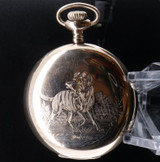 C.1907 Elgin Grade 312 Model 6 15J Gold Filled 16s Hunting Dog Pocket Watch