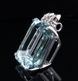 Vintage 26 x 19mm Aquamarine & Diamond Set 18ct White Gold Pendant Val $49550