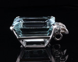 Vintage 26 x 19mm Aquamarine & Diamond Set 18ct White Gold Pendant Val $49550
