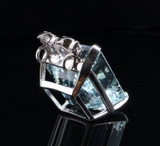 Vintage 26 x 19mm Aquamarine & Diamond Set 18ct White Gold Pendant Val $49550