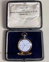 C.1920 Antique German Glashutte 14ct Gold 51.5mm Hunter Pocket Watch & Box