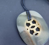 Hermes Lift GM Buffalo Horn Pendant on Leather Cord
