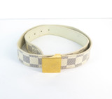 Louis Vuitton Damier Azur Belt w/ Gold-toned Buckle