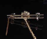 Antique 14ct Yellow Gold 0.82ct Old Cut Diamond & Sapphire Bar Brooch Val $5255