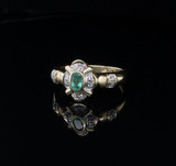 Vintage Emerald & G Vs Diamond Set Ladies 14ct Gold Dress Ring Size N Val $3790