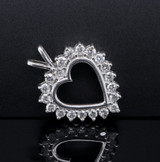 0.60ct Diamond Set Open Heart 14ct White Gold Pendant Val $3360