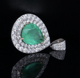 GIA 8.15ct Emerald & 4.14ct Diamond Halo 18K White Gold Pendant Val $88600