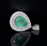 GIA 8.15ct Emerald & 4.14ct Diamond Halo 18K White Gold Pendant Val $88600