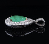 GIA 8.15ct Emerald & 4.14ct Diamond Halo 18K White Gold Pendant Val $88600