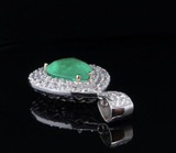 GIA 8.15ct Emerald & 4.14ct Diamond Halo 18K White Gold Pendant Val $88600