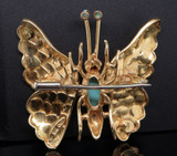 Vintage Cartier Turquoise Butterfly 18ct Yellow Gold Brooch signed and numbered