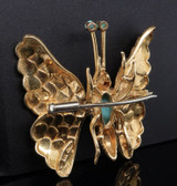 Vintage Cartier Turquoise Butterfly 18ct Yellow Gold Brooch signed and numbered