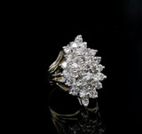 Vintage 1.45ct Diamond Set 14ct Yellow Gold Cluster Ring Size N Val $6070