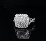 Vintage 0.98ct Diamond Set 14ct White Gold Cluster Ring Size O Val $6725