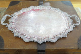 Impressive Nicely Etched Antique English Silverplate Serving Tray, 72cm wide!