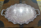 Impressive Nicely Etched Antique English Silverplate Serving Tray, 72cm wide!