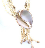 Handmade Vintage Multi-strand Cowrie Shell & Mother of Pearl Necklace 54cm