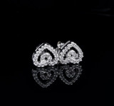 A Pair Of Diamond Set 10ct White Gold Heart Stud Earrings 0.50cttw Val $2900