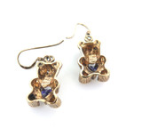 Adorable Gold-plated Sterling Silver & Purple CZ Heart Teddy Earrings 6.1g