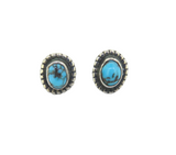 Vintage Turquoise & Sterling Silver Beaded Design Earring Studs 2.5g