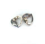Sweet Vintage Sterling Silver & Marcasite Heart Shaped Earring Studs 2.9g