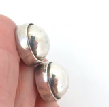 Large Vintage Mexican Modernistic Style Sterling Silver Ball Stud Earrings 15.g