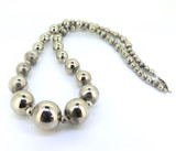 Large Graduating Sterling Silver Beaded Ball Necklace 60 cm 37.4g