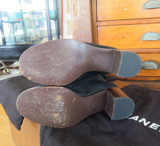 Chanel Grey Suede And Black Knit Button Knee Length Boots, size 37.5 EU (8 AU)