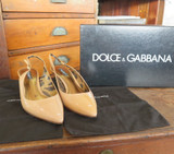 Dolce & Gabbana Vernice Sling Back in Colour Nudo, size 37 EU (6 AU)