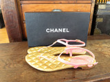 Chanel T-Strap Quilt Sandal in Pink, size 38.5 EU (8 AU)
