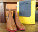 Fendi 'Cathy' Tan Leather Ankle Wedge Boots, size 38 EU (8 AU)