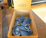 Tods Mati Ring Mignon Sandal in Blue, size 38 EU (8 AU)