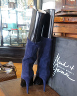 Pierre Hardy, France Blue Suede & Leather Knee High Boots, size 37 EU (6 AU)